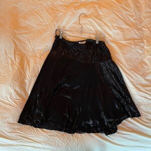 Chic Black Sequin Skater Skirt